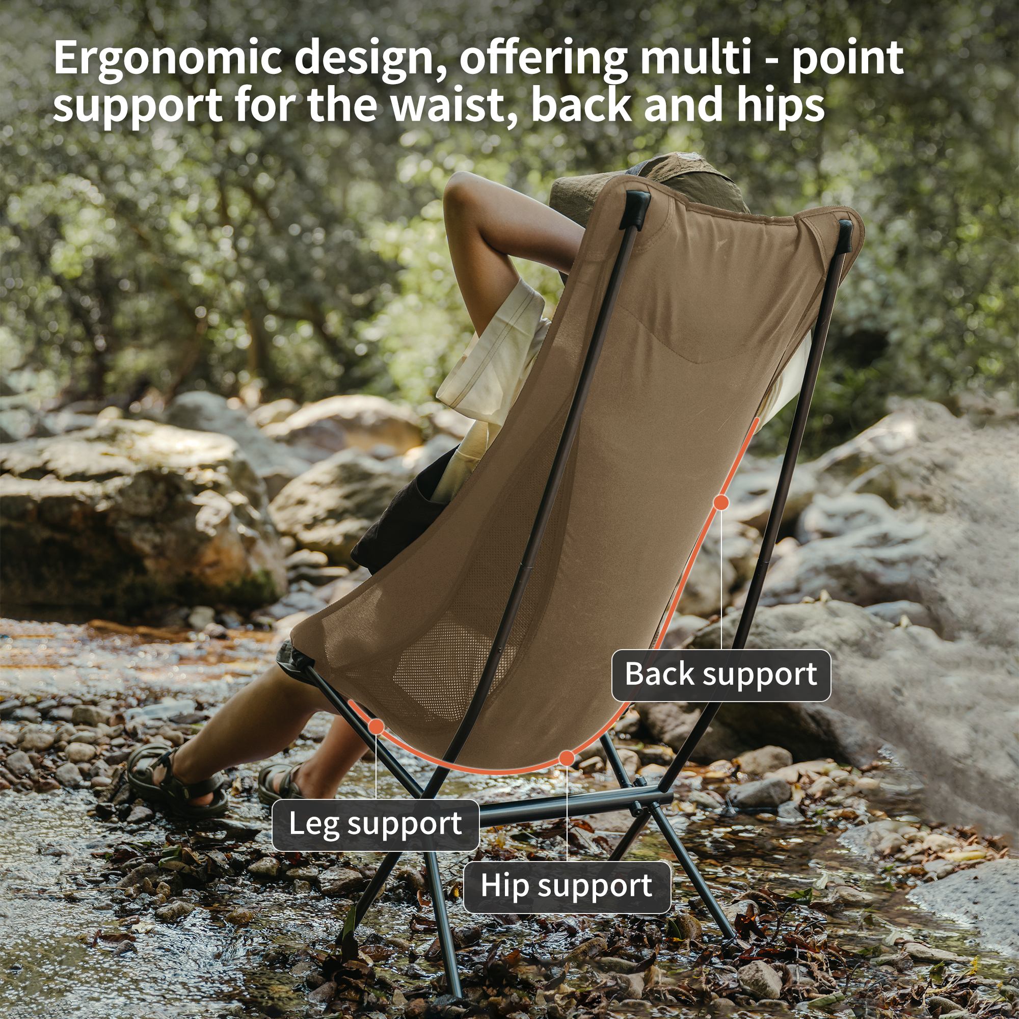 Naturehike PeakLite chaise camping dossier haut Tan 150 kg