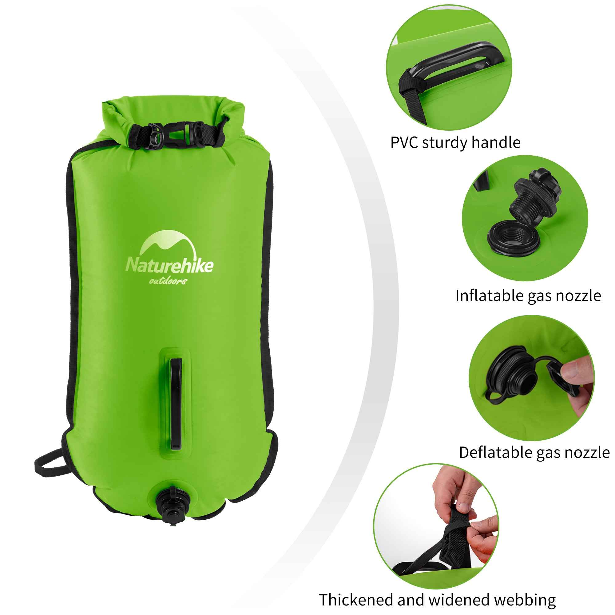 Naturehike sac étanche 18L haute visibilité orange base