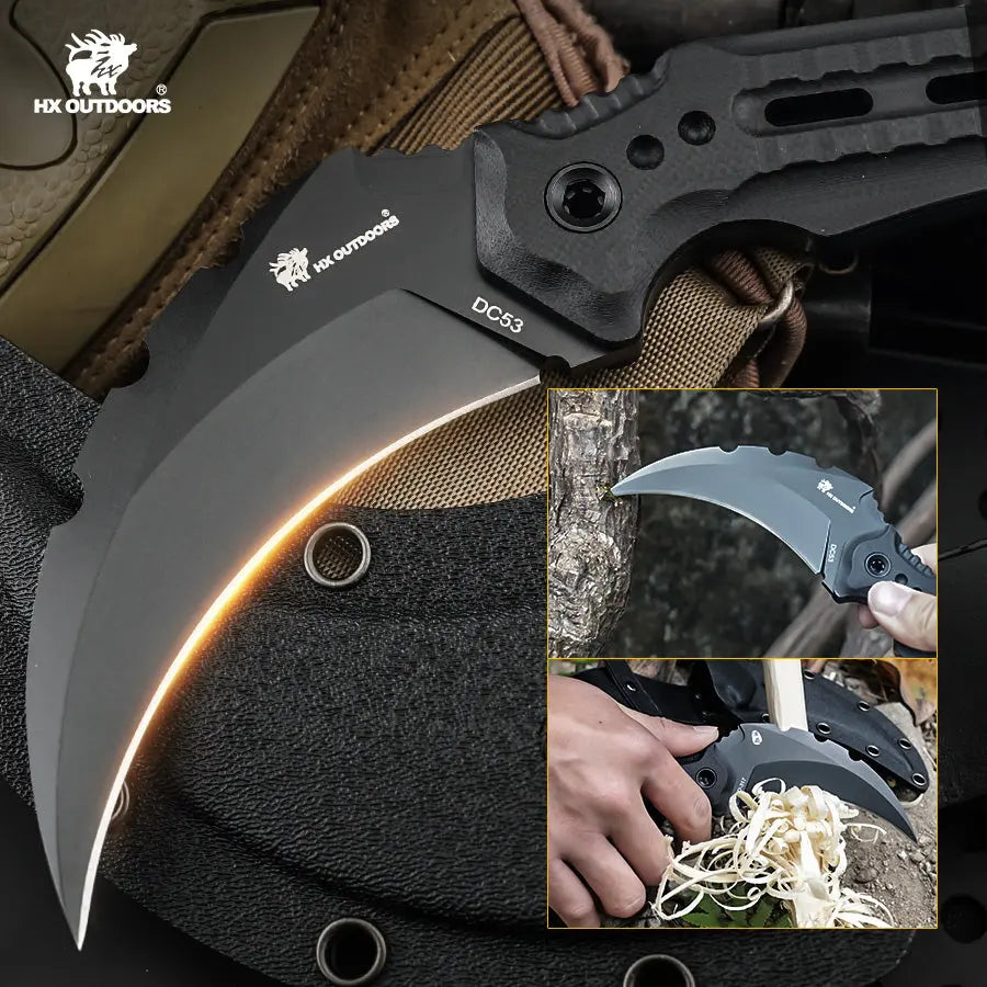 HX Outdoors Shadowfang D-317 couteau fixe DC53 noir