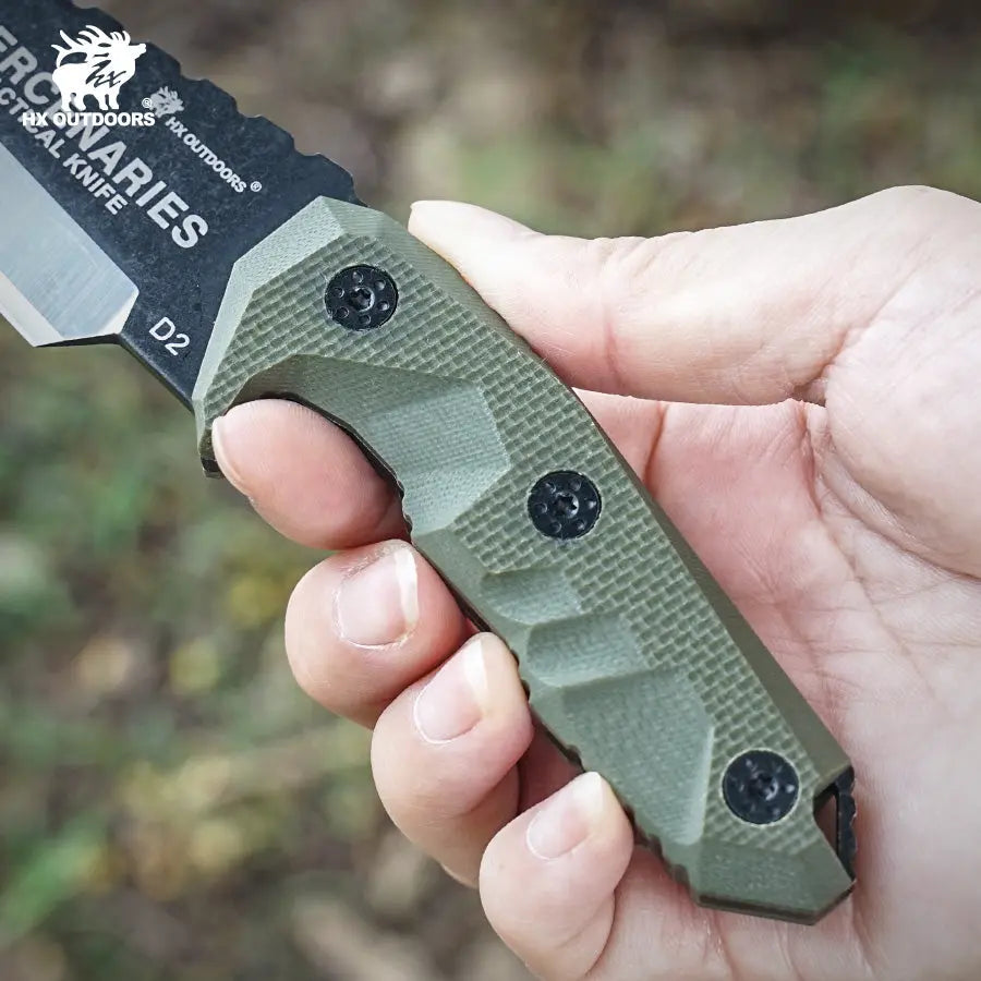 HX Mini Mercenary D-170 couteau fixe D2 marron 71 mm