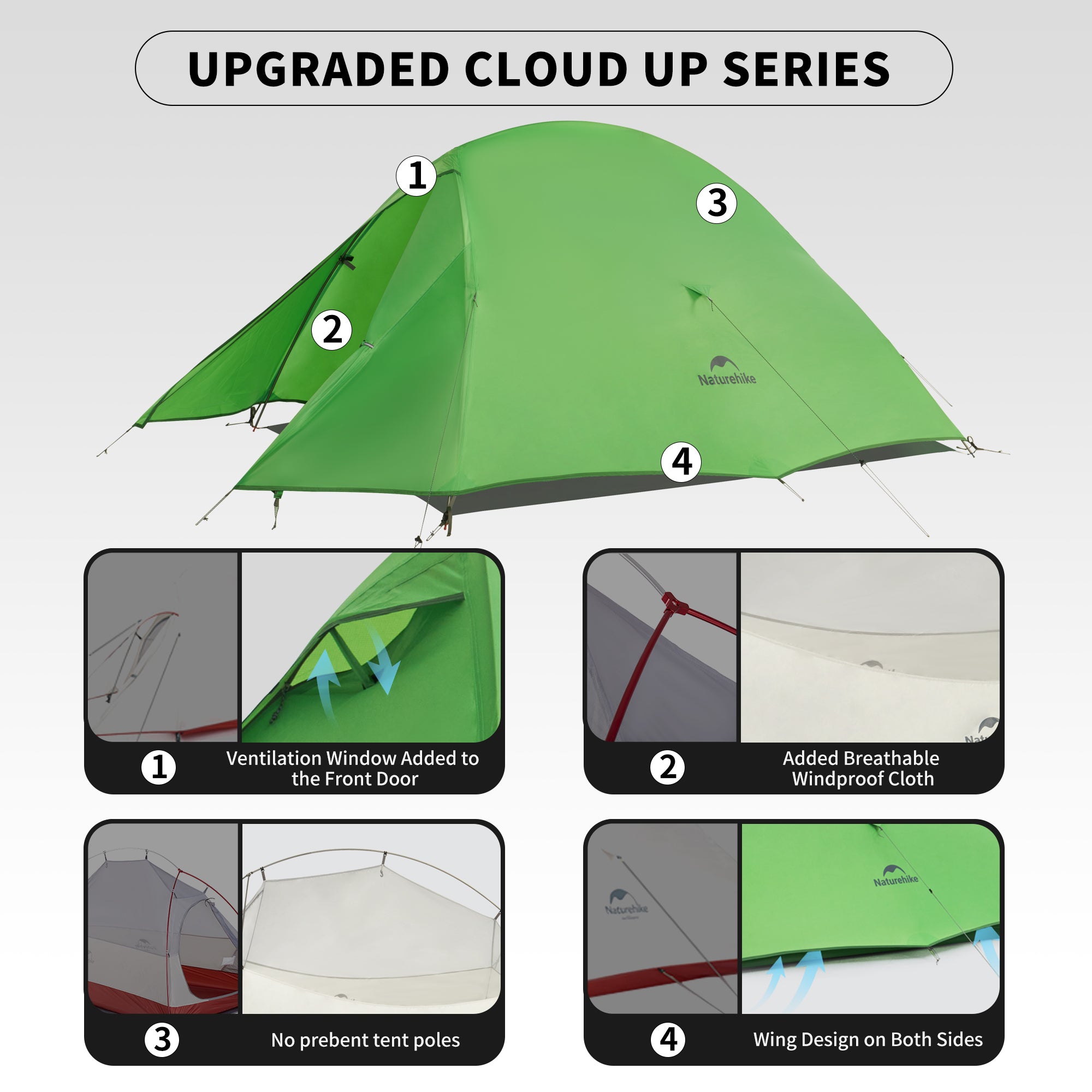 Naturehike Cloud Up Base tente randonnée 2 personnes vert