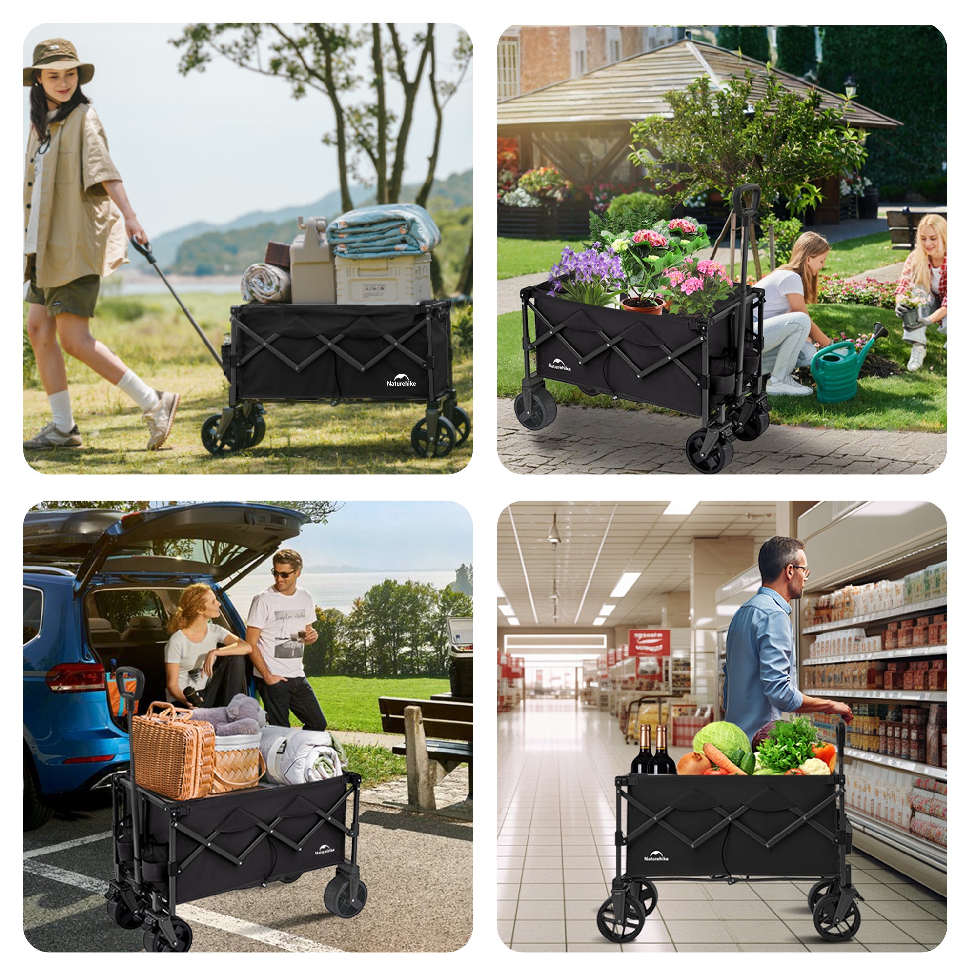 Naturehike Chariot Camping Pliant 100L Noir 120kg Oxford