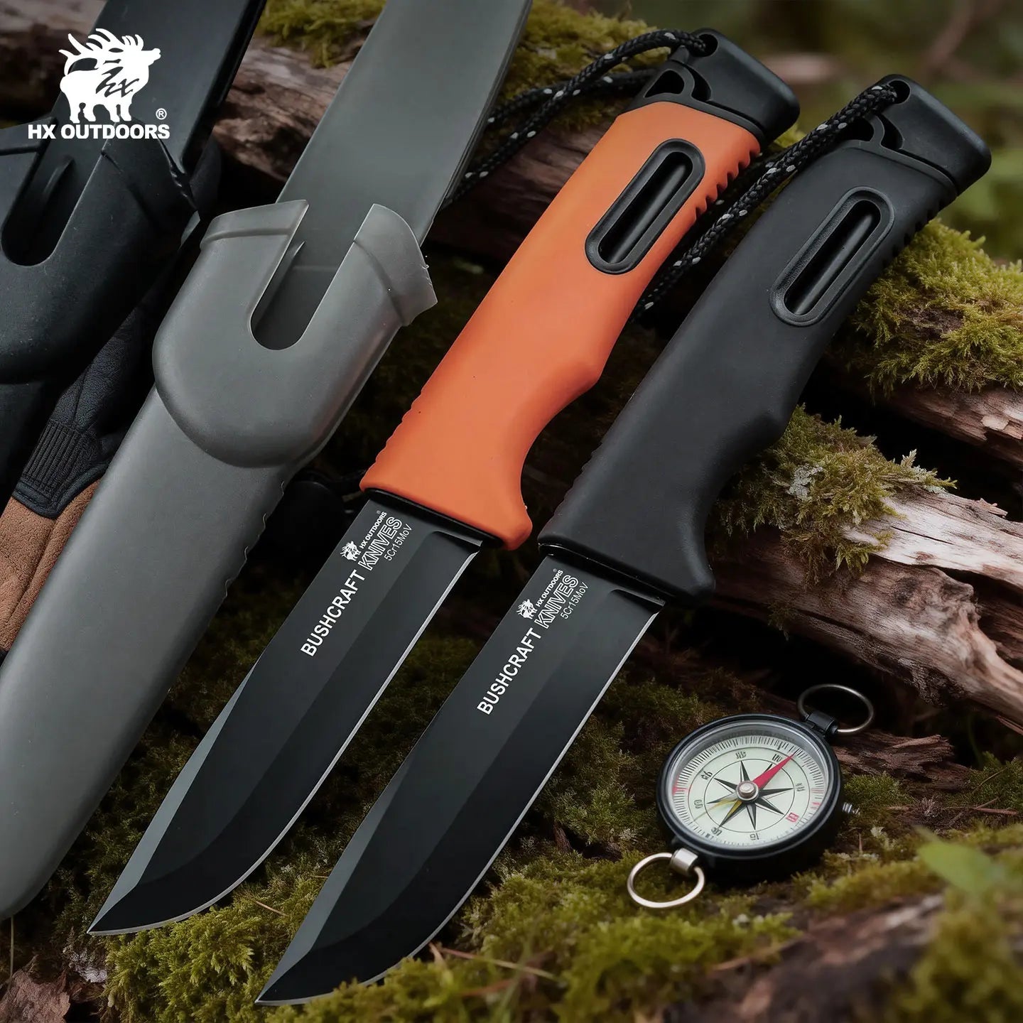 HX Survival Master TD-21E couteau fixe noir 95 mm