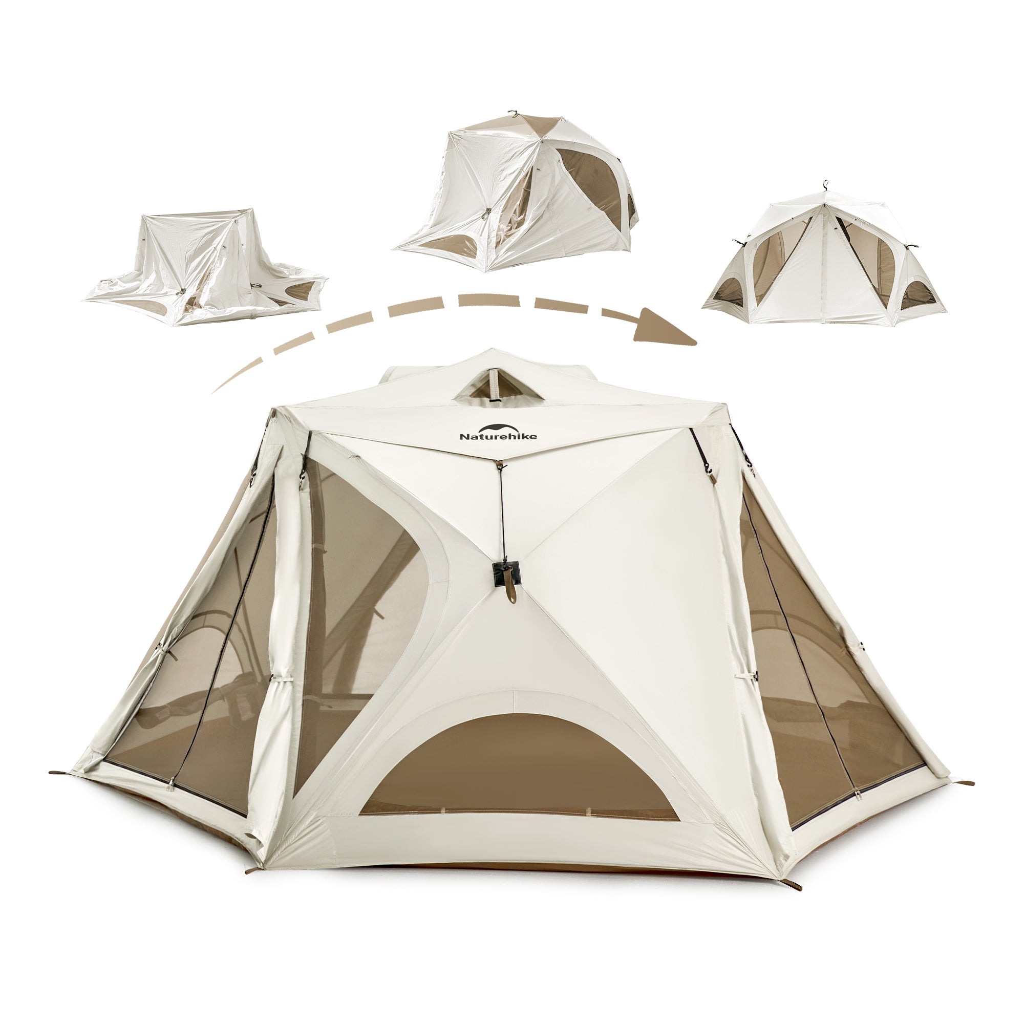 Naturehike Cubby tente instantanée 3 personnes beige UPF50+