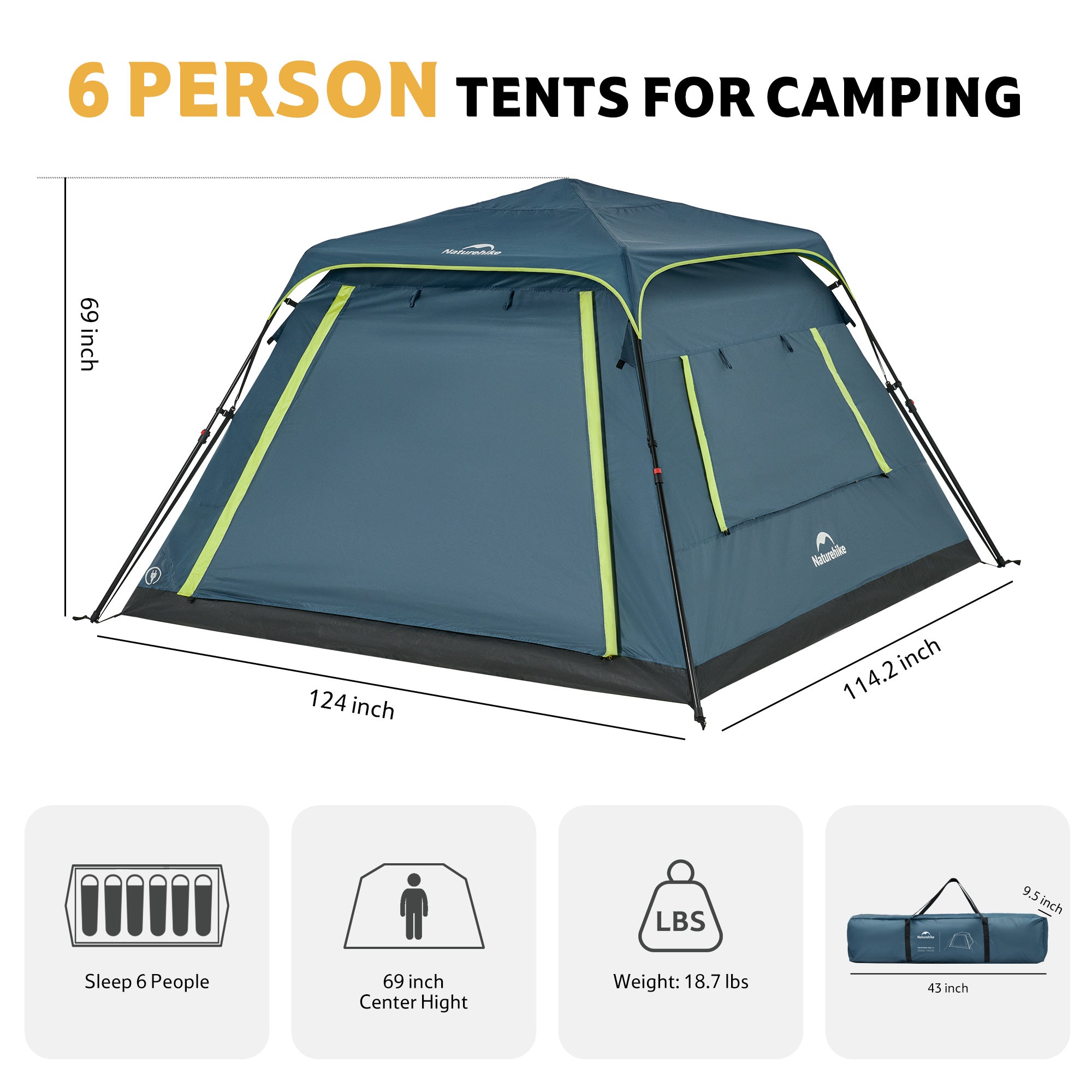 Naturehike Cape Lite tente camping 6 places montage 60s