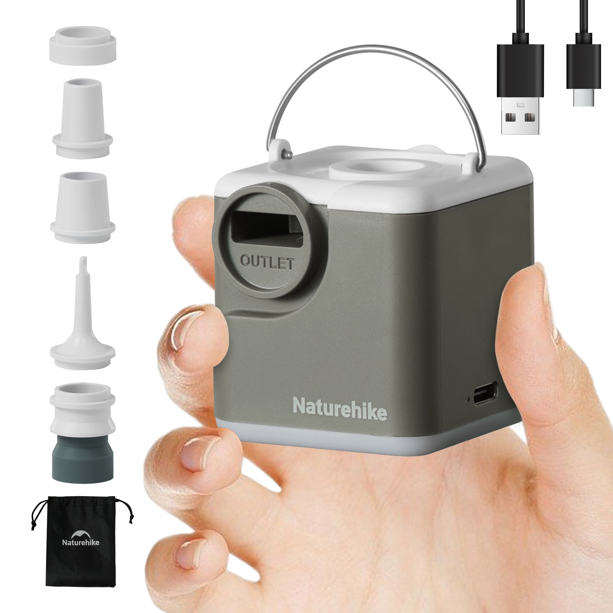 Naturehike Wind-air pompe à air rechargeable 200 L/min LED