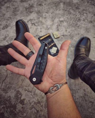 HX Rock Onyx couteau pliant D2 G10 noir