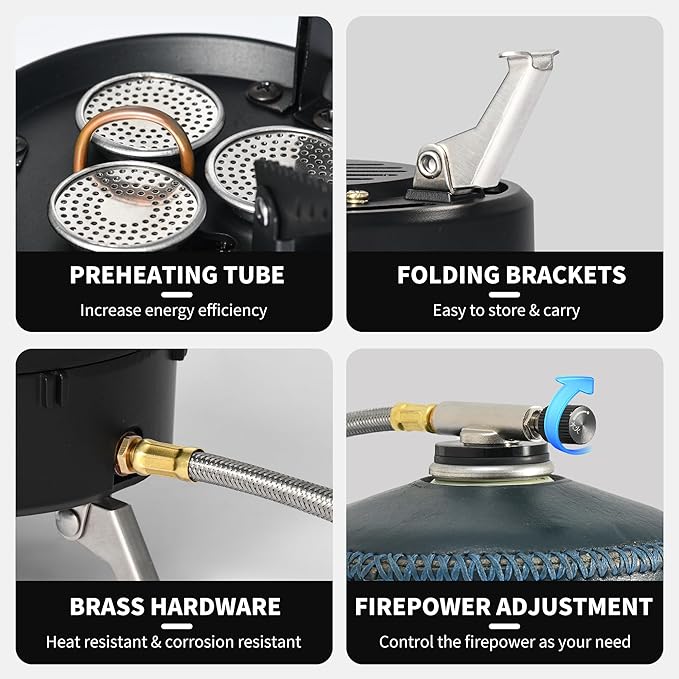 Naturehike BlackStar réchaud gaz triple brûleur 12000 BTU