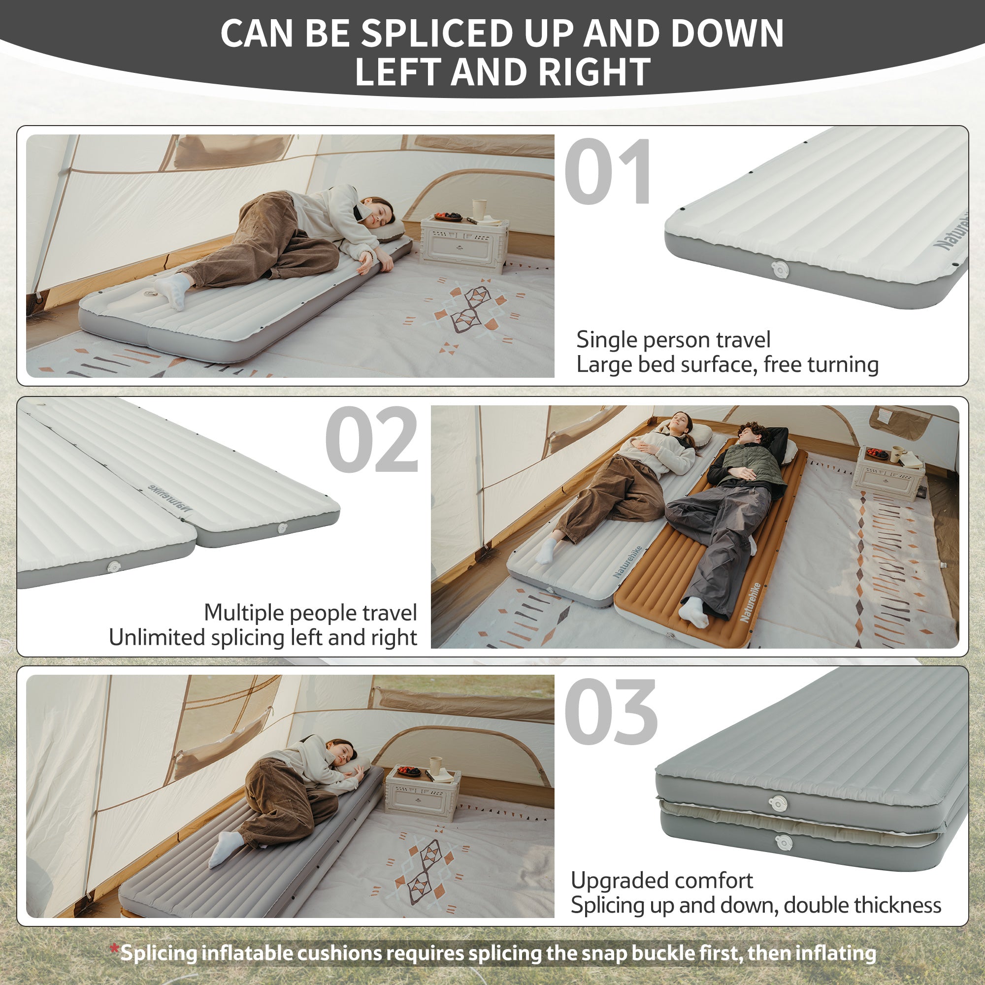Naturehike Libamboo Matelas gonflable gris pompe à pied