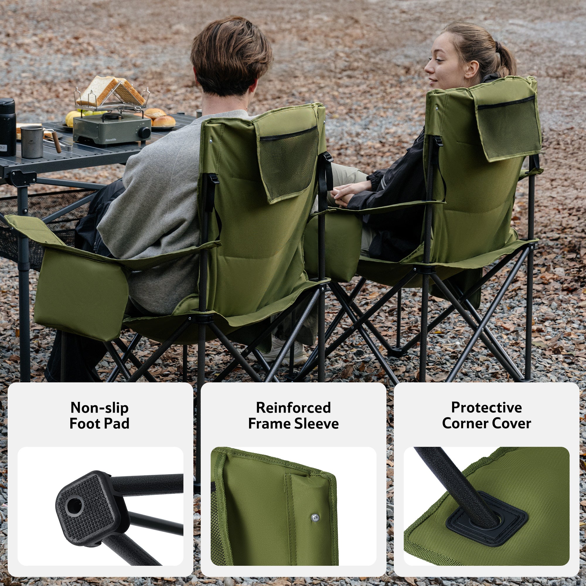 Naturehike ComfortMax T01 Chaise Camping Bleu Lot de 2 600D