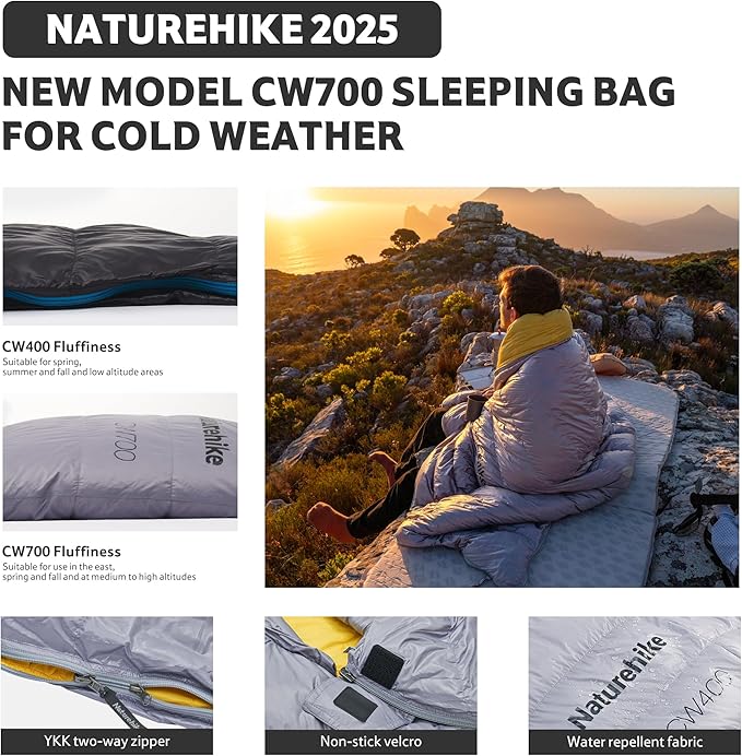 Naturehike CW700 sac de couchage duvet noir L -1,7°C