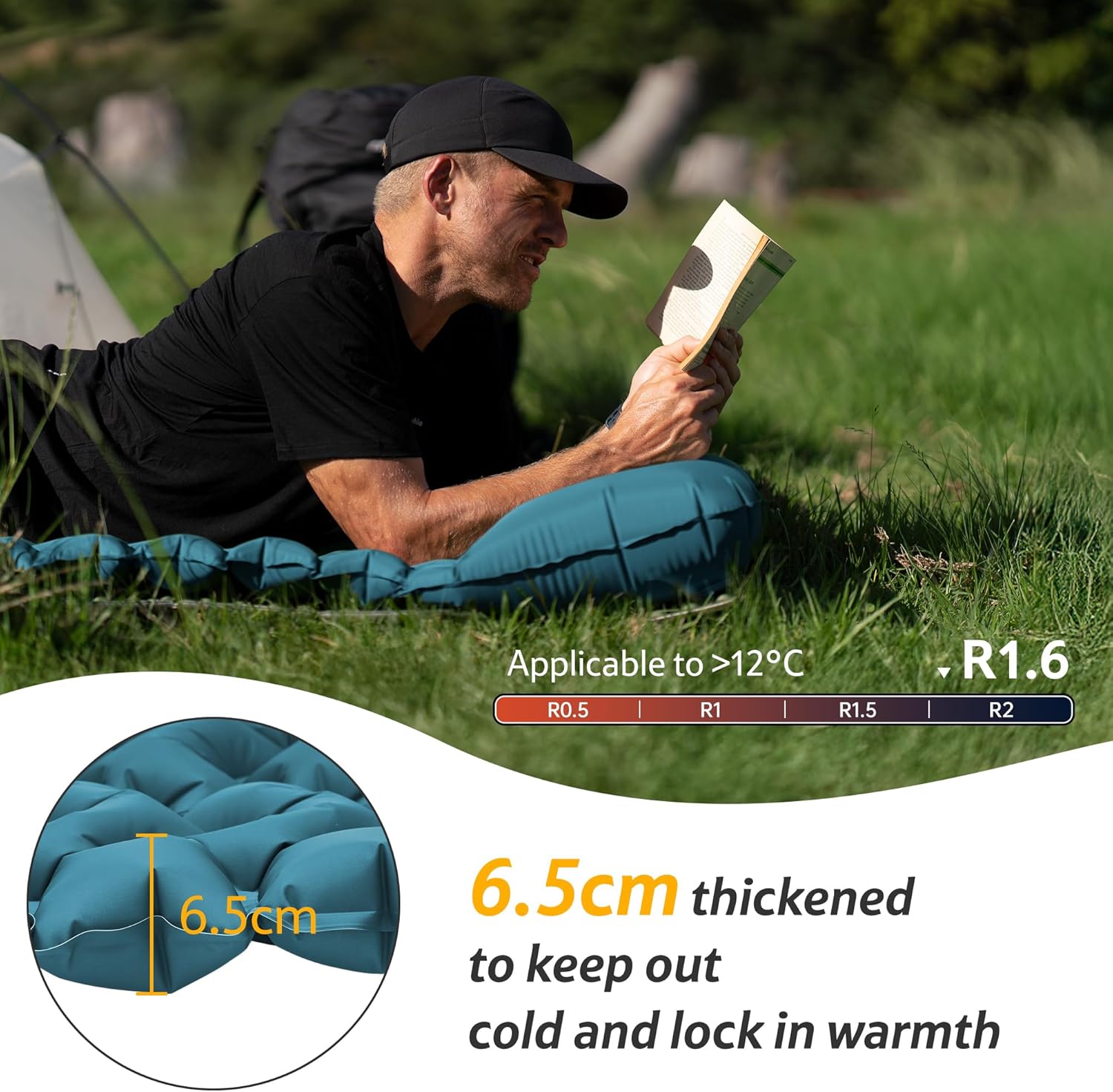 Naturehike FC01 matelas gonflable pompe à pied 6,5 cm bleu