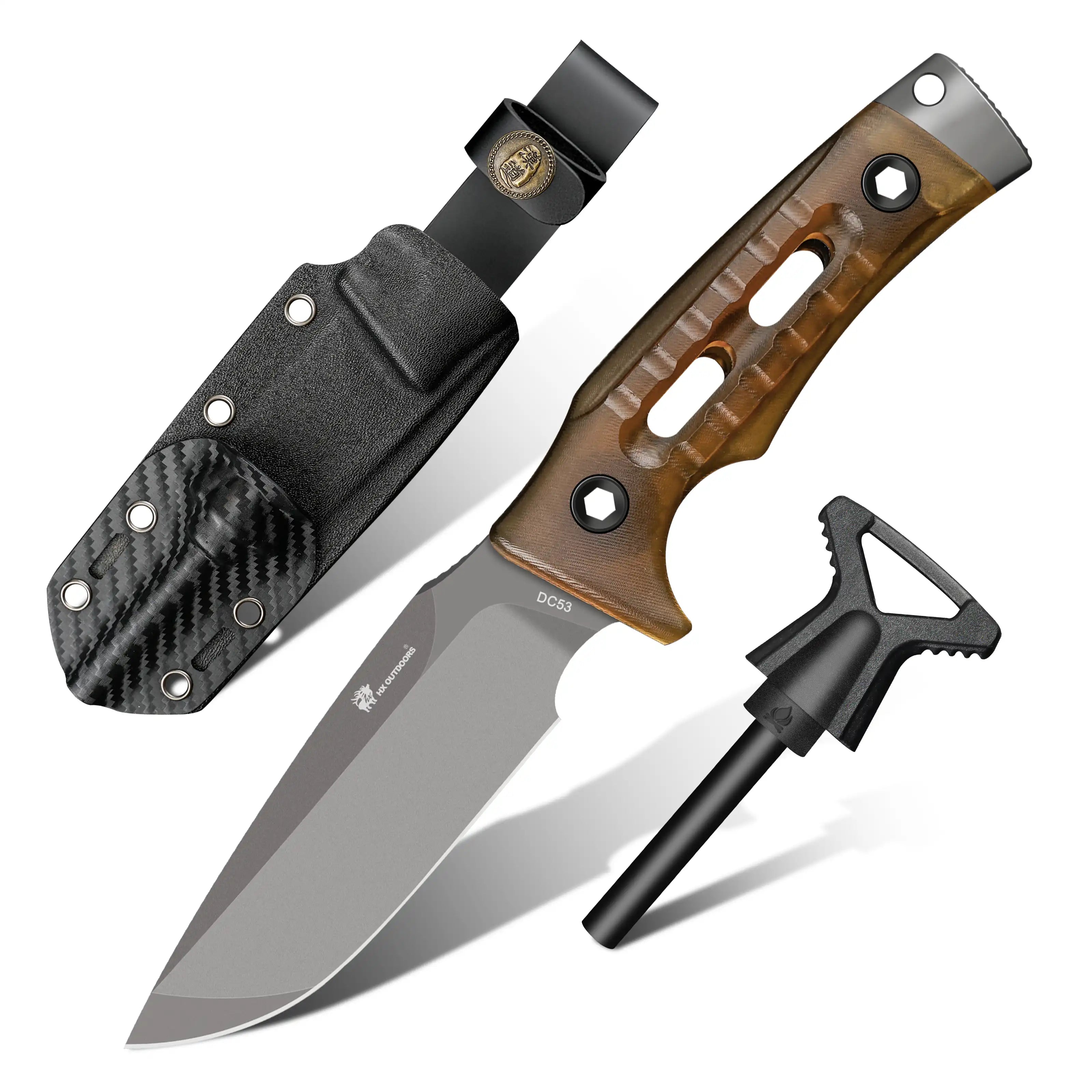 HX Rock Apex TD-18P couteau fixe lame grise manche PEI DC53