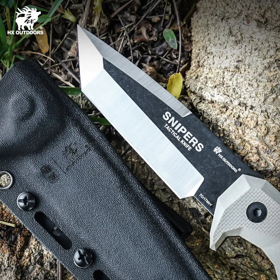 HX Snipers D-183 couteau fixe lame 98 mm marron
