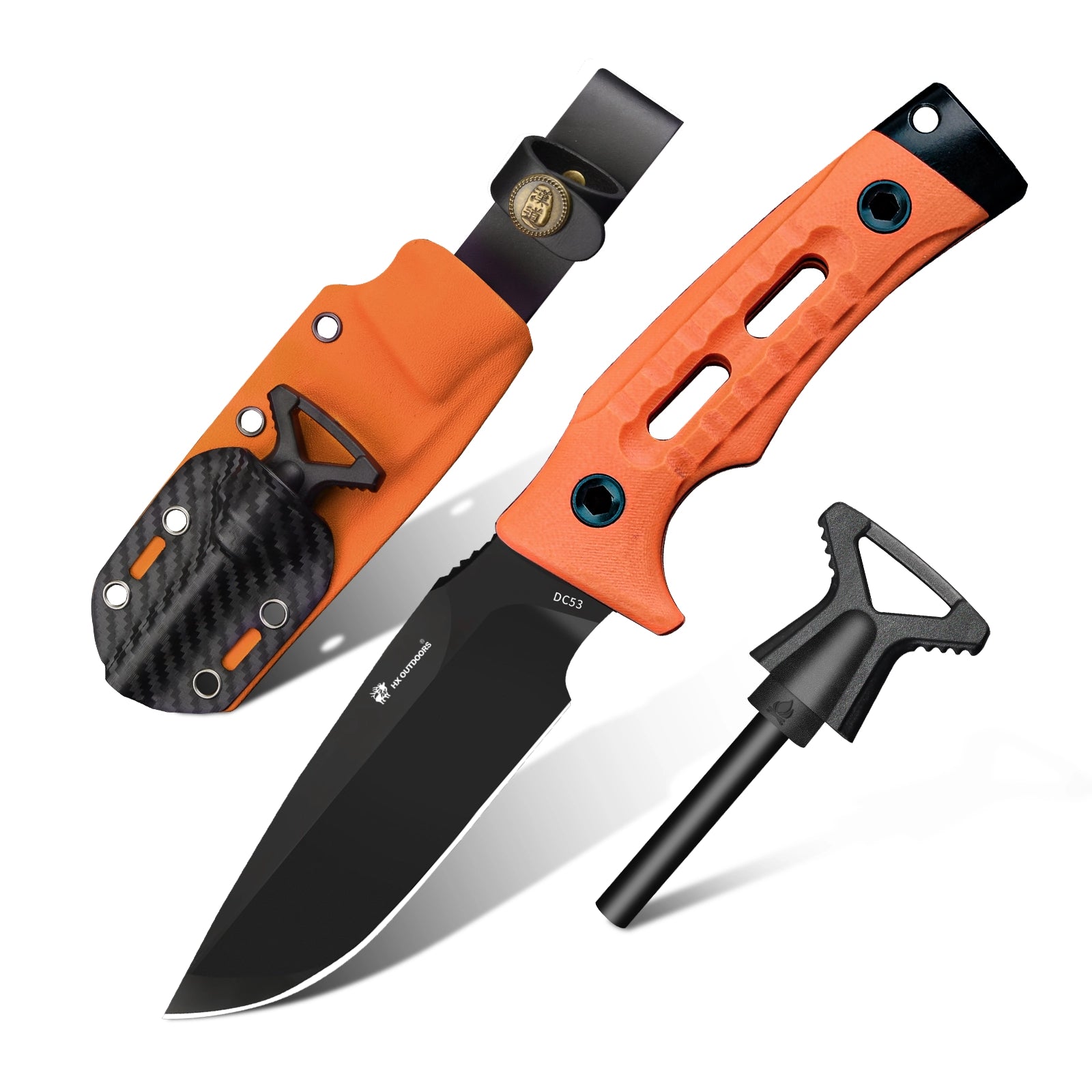 HX Rock Apex TD-18CE couteau fixe manche G10 orange DC53