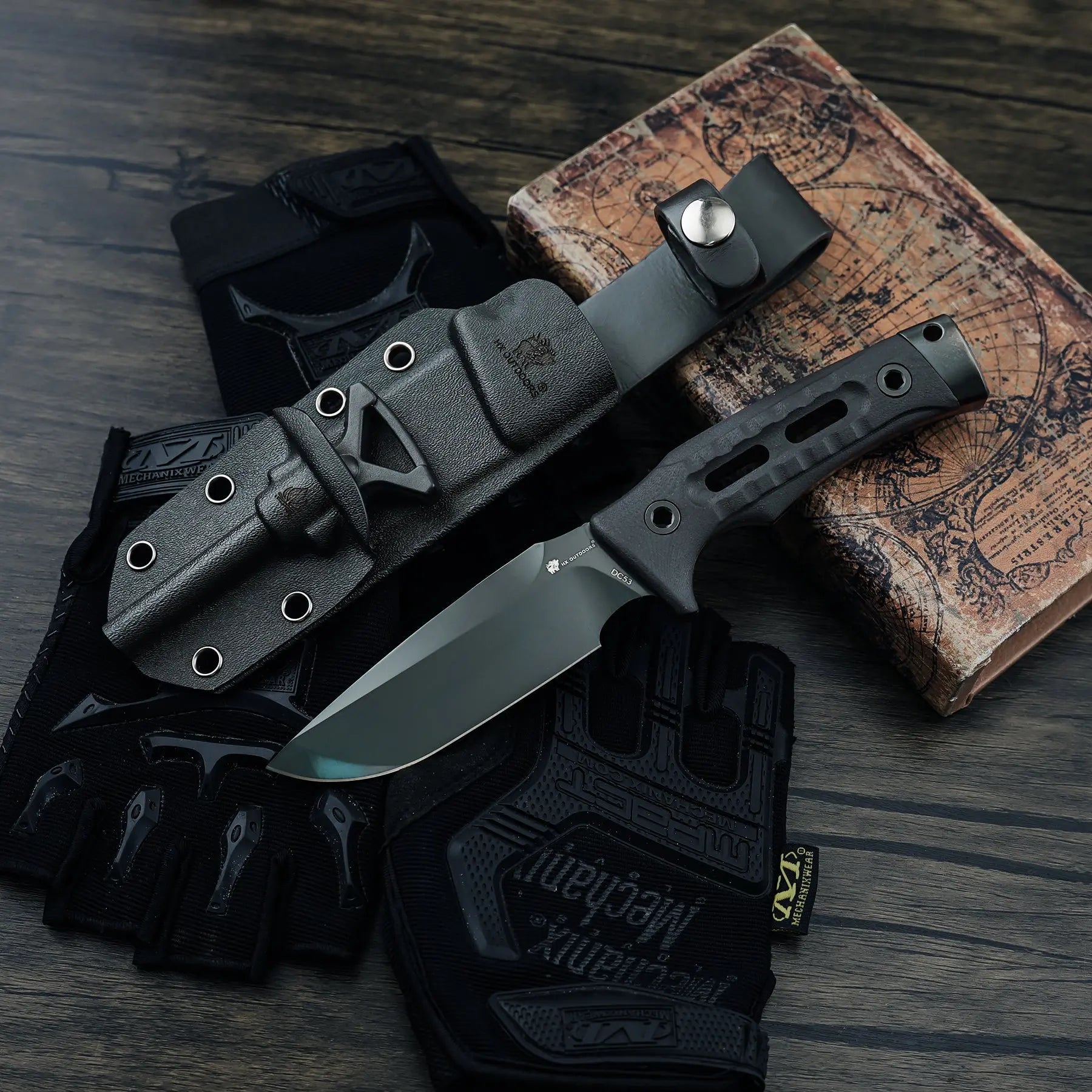 HX Rock Apex TD-18DLC couteau fixe DC53 DLC noir
