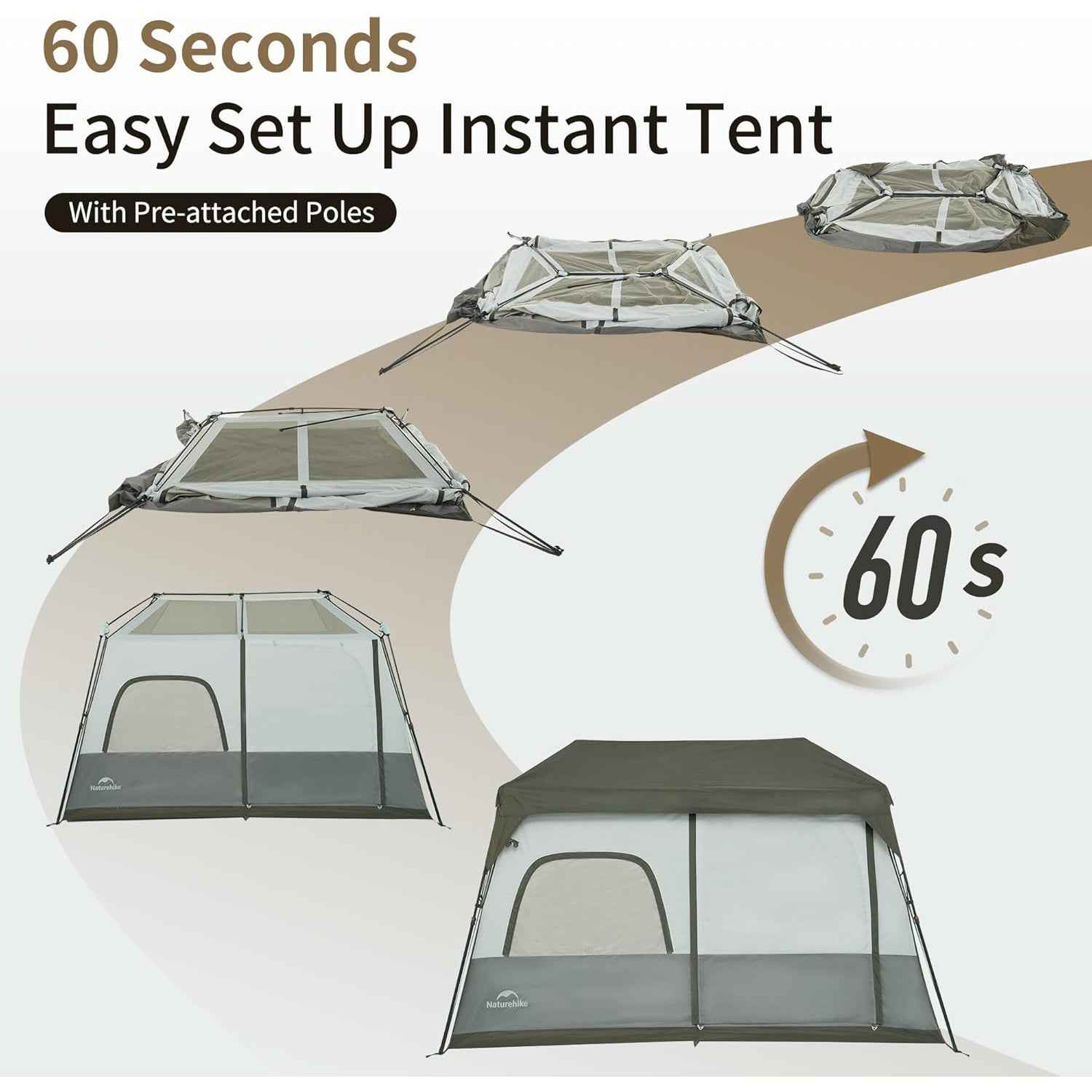 Naturehike Cape 8,3 tente 6 personnes instantanée