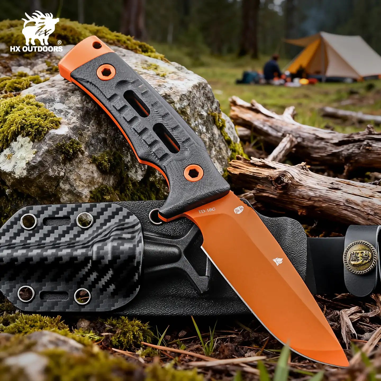 HX Rock Apex TD-18C couteau fixe DC53 22,5 cm lame orange