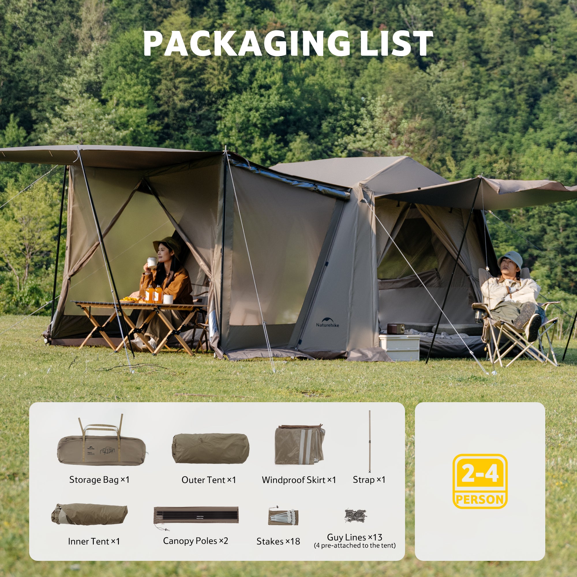 Naturehike Village 6.0 Pro Gen 2 tente camping 4 pers PU2000