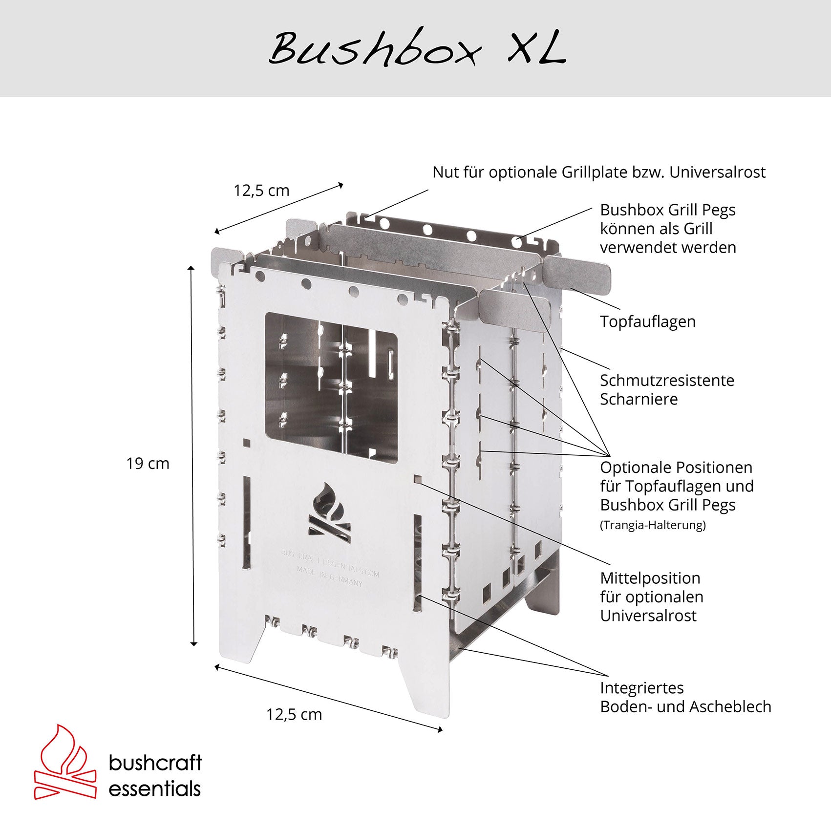 Bushcraft Essentials Bushbox XL Premium Set réchaud inox 4 personnes